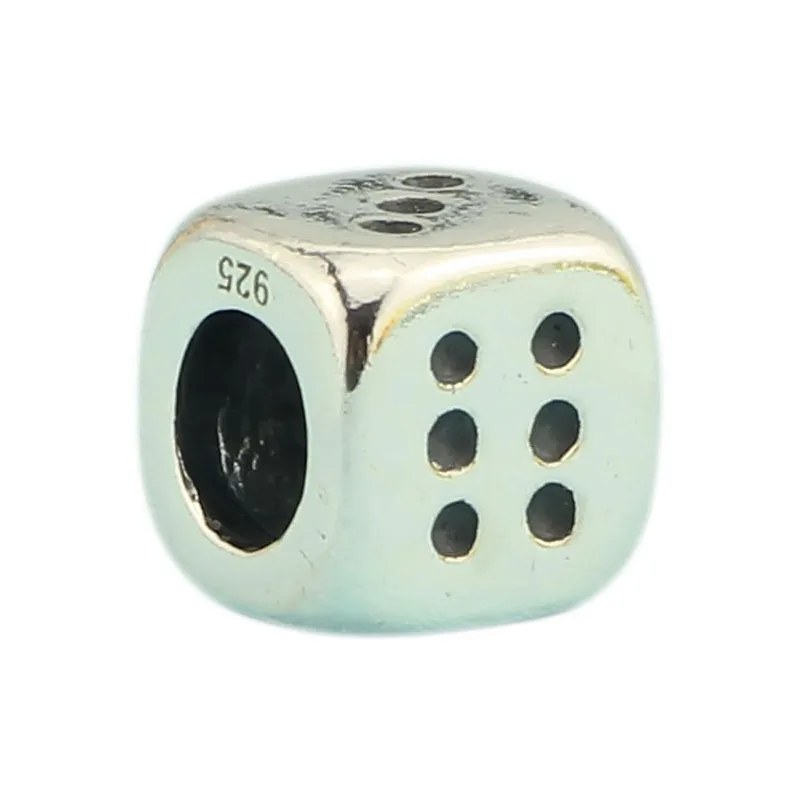 New Genuine 925 Sterling Silver Lucky Dice Charm Bead Fits European 3