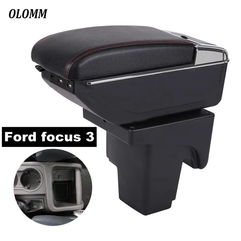 Подлокотник коробка для Ford focus 3 mk3 центральный магазин содержание с зарядкой usb увеличение двухслойный держатель стакана, пепельница аксессуары
