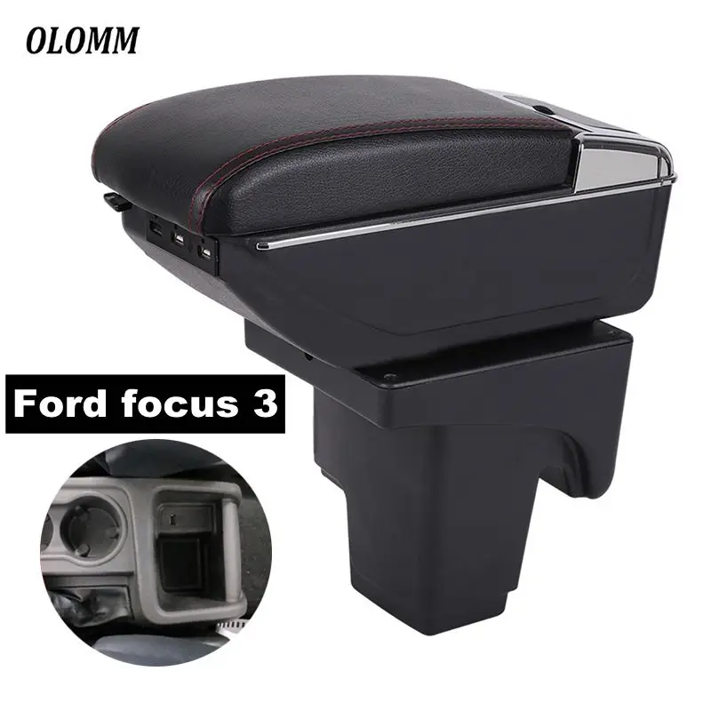 

Armrest Box For Ford focus 3 mk3 central Store content with USB Charging heighten Double layer cup holder ashtray accessories