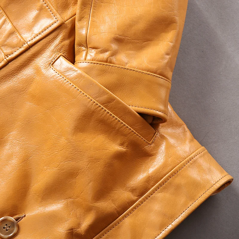 Buy A1831 Read Description ! Asian size super quality men's genuine cow leather coat vintage cowhide leather jacket