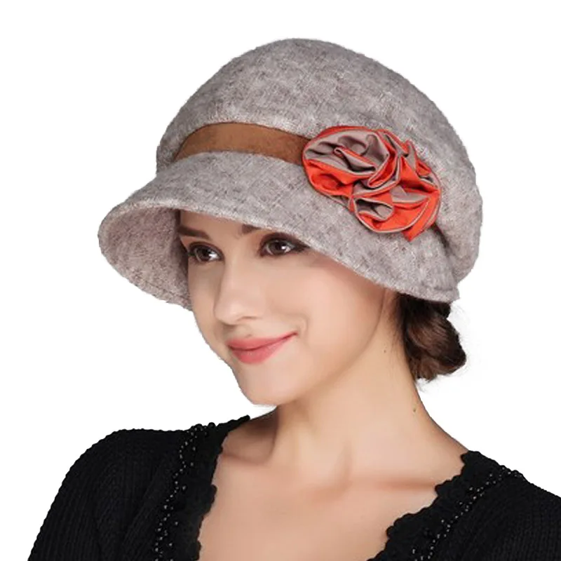 Осенне-зимние женские береты восьмиугольная шерстяная фетровая шляпа церковная шляпа для леди гибкое ведро котелок Кепка цветок головной убор