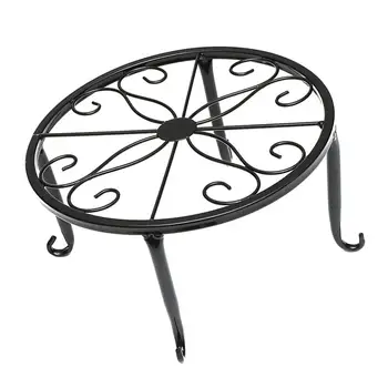 

Indoor Outdoor Plant Stand Metal Flowerpot Stand Round Iron Plant Pot Holder Plant Holder 24x24x13cm (Black)