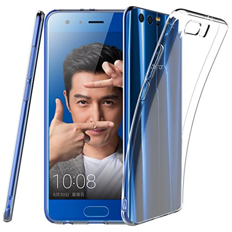 Мягкий прозрачный чехол из ТПУ и силикона для Huawei Honor 9 искусственная кожа задняя