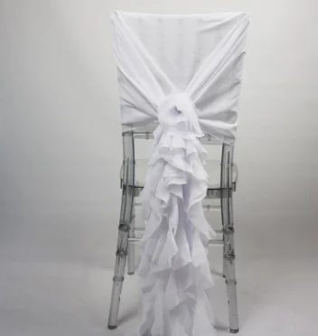 41*90 см белая, розовая, желтая Свадебная лента на стул створки/банты для стульев/свадебные узелки стула/галстуки для спинки стульев 10 шт - Цвет: white