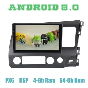 

10.2" IPS for honda civic RHD 2006-2011 PX6 Android 9.0 Car GPS Radio Player with DSP 4+64GB Auto Stereo Multimedia Headunit