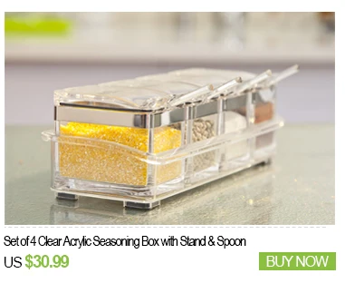 Set of 4 Clear Acrylic Seasoning Box with Stand & Spoon