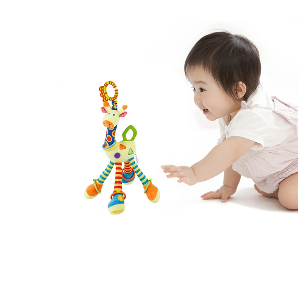 Хлопковые детские развивающие мягкие Жираф погремушки в виде животного погремушки ручка игрушки BB зубная резинка Новорожденный ребенок