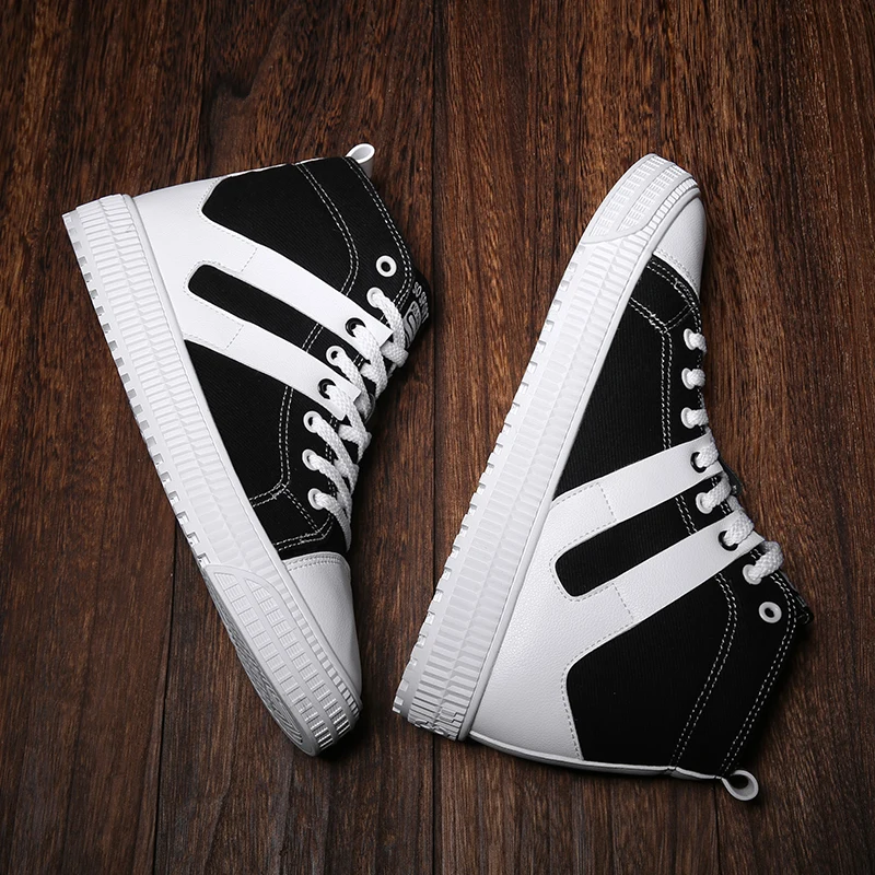 

GNOME Spring Autumn Canvas Casual Shoes Men High Top Walking Male Footwear Breathable Men Shoes Flexible Sneakers Men Flats
