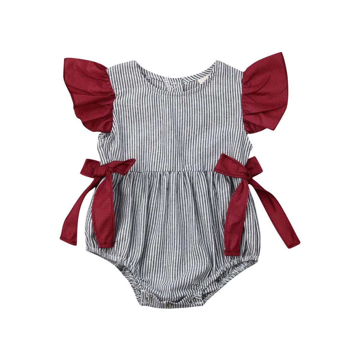 

Pudcoco 2019 Summer Kid Baby Girl Fly Sleeve Stripe Jumpsuit Bodysuit Outfit Patchwork Cute Sunsuit