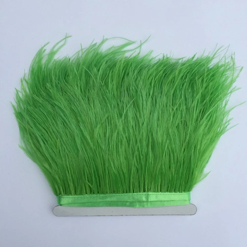 

10meter/lot Apple Green Dyed natural ostrich feather fringes trims 8-10cm 3-4inch diy wedding cloth accessorys decorations laces