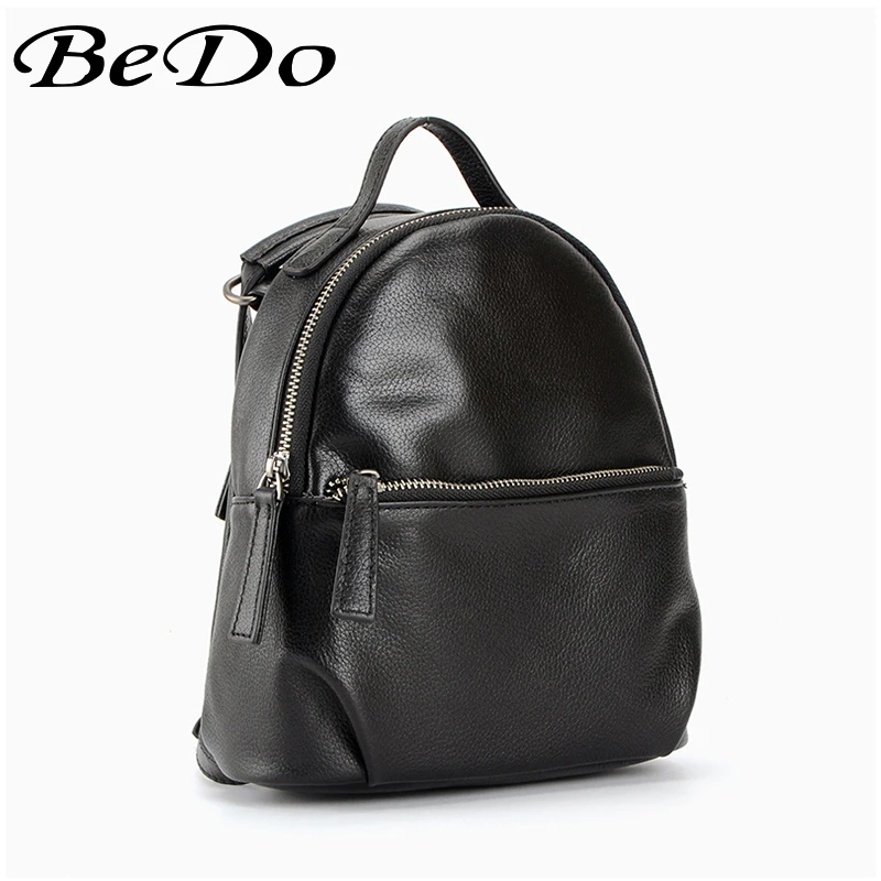 

BeDo Genuine Leather Men Women Fashion Backpacks Cow Leather Simple Hand Bags Black Blue Red Polyester Lining Bags
