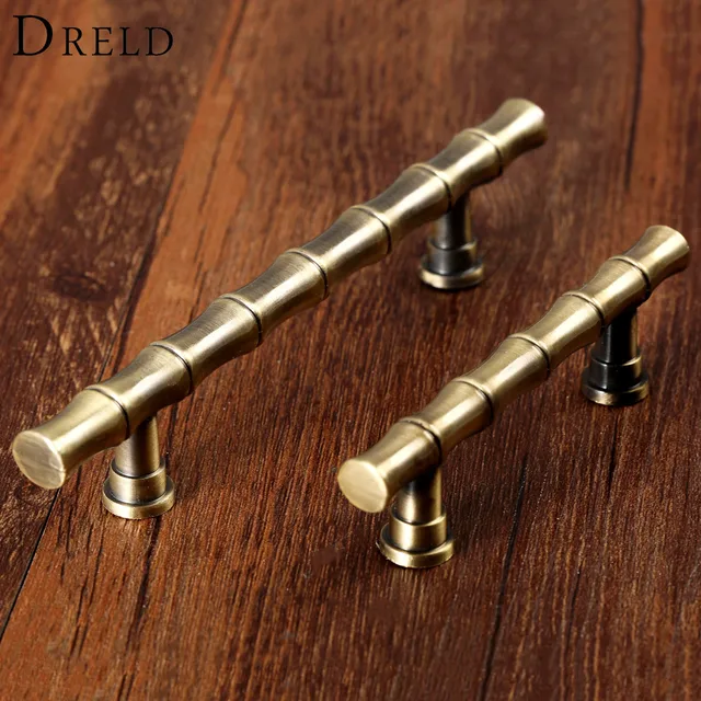 dreld antique brass furniture handle vintage retro bamboo drawer