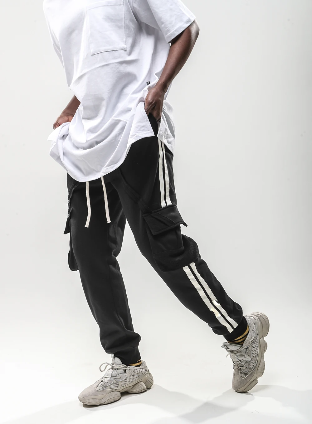VFIVEUNFOUR Hip Hop Side Striped Pockets Harem Joggers Cargo Pants 2019 Mens Baggy Harajuku Sweatpants Casual Hip Hop Trousers 