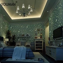 Обои Youman 3D современные светящиеся обои ТВ фон детская комната гостиная спальня мальчик девочка мультфильм Луна Звезда флуоресцентный