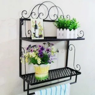 

Iron bathroom rack double layer bathroom wall shelf cabinet storage rack