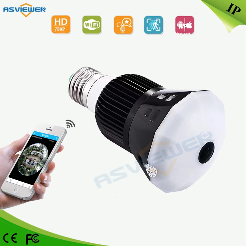 

1080P Full-HD WiFi Mini Network Wireless Security CCTV Lamp Camera Wide Angle Bulb Support Ios/Android Remote Viewing AS-IPB202