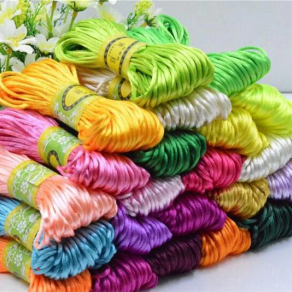 

New 2mm DIY Necklace Pendant 10m Soft Satin Nylon MultiColor Cord Solid Rope For Jewelry Making Beading Cotton Cord For Baby