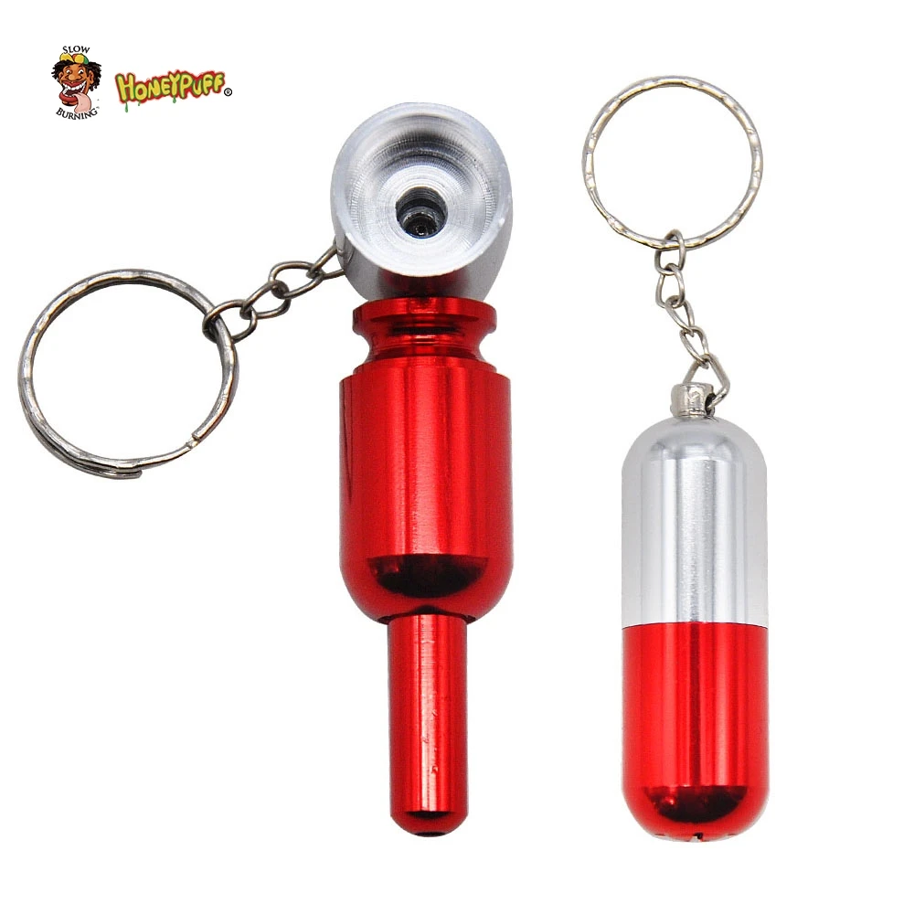 

HONEYPUFF Pill Style Aluminum Smoking Pipe 72MM With Metal Bowl Metal Tobacco Herb Pipes Mini Hand Spoon Pipe Accessories