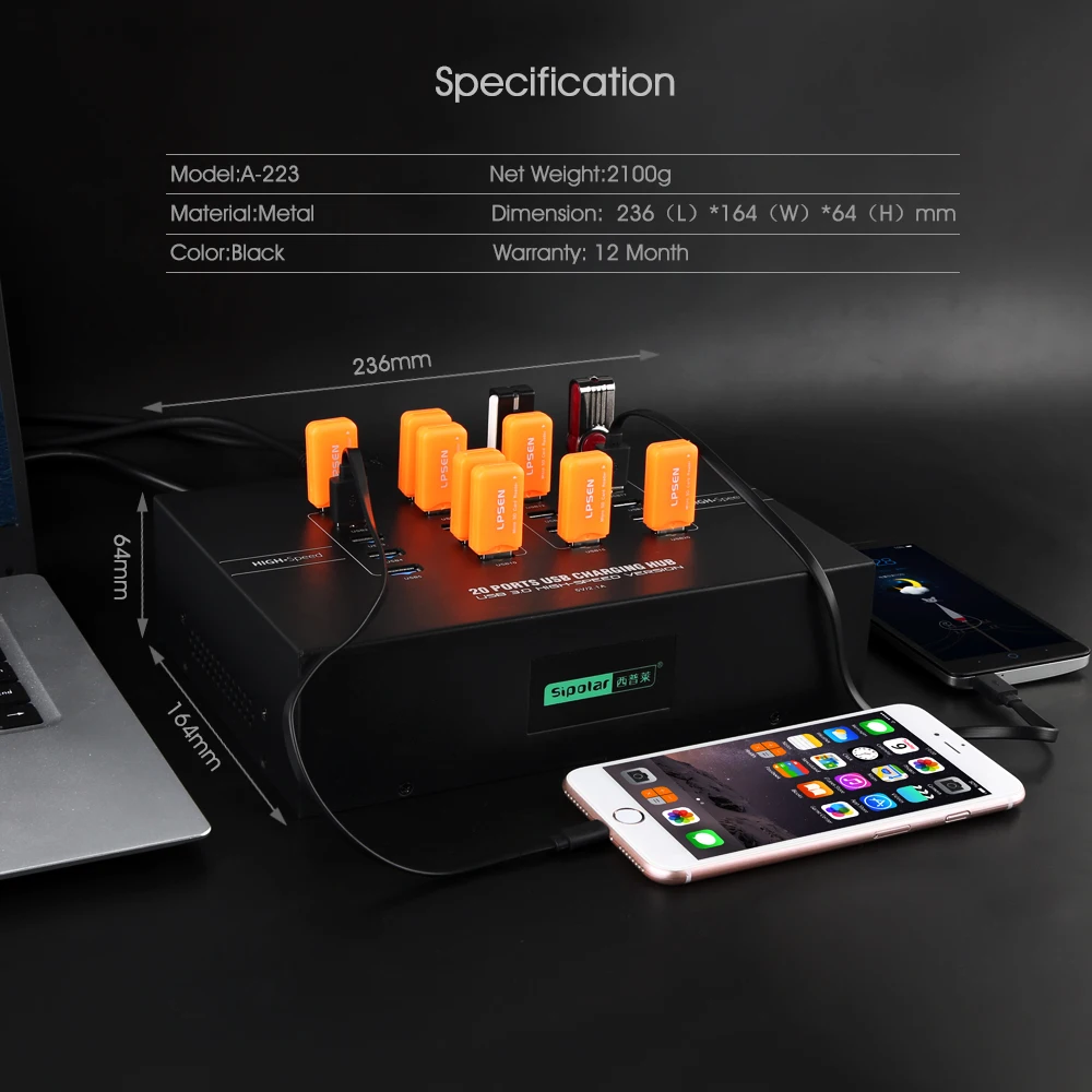 Зарядный концентратор Sipolar 3 0 в 20 портов USB|USB-хабы| |