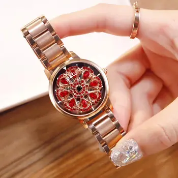 

2018 Hot New Fashion Rotate Ladies Watch Women Top Brand Luxury Women Watches Quartz Waterproof Diamond Wrist Watches For Women