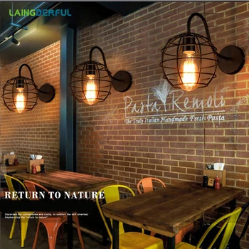 

LAINGDERFUL Iron Led Creative Wall Lamps Loft Vintage Wall Lamps for Living Room Internet Bar Coffee House Lamp