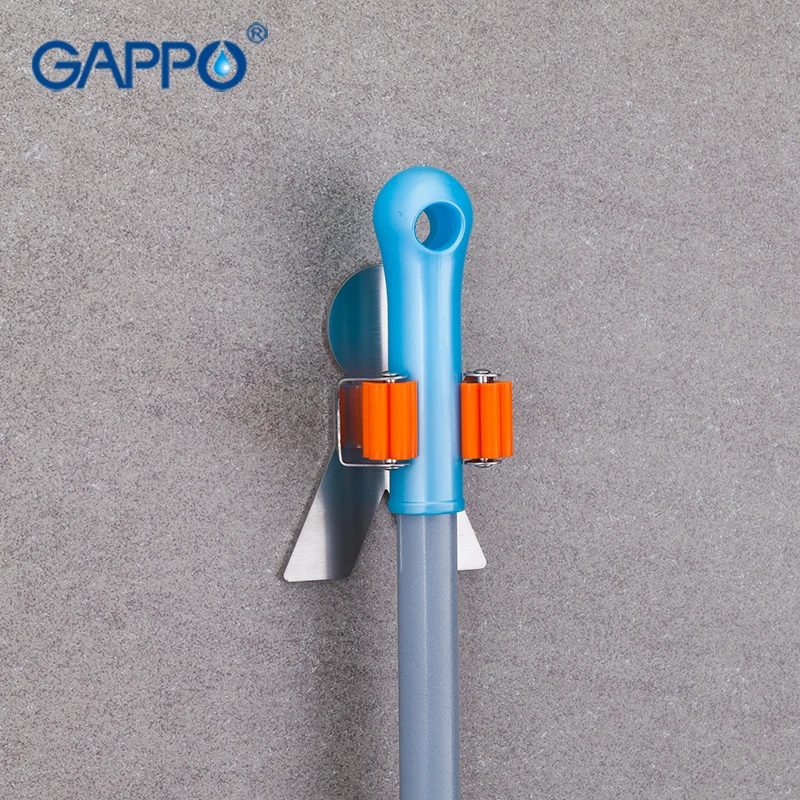 

GAPPO Robe Hooks Mop Holder Stainless steel Accessories Bathroom Mop Wall Mounted Multi-functional Broom Mop Holder Kitchen