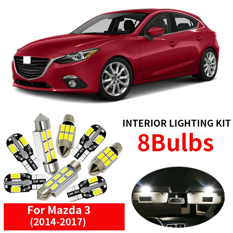 8 шт аксессуары для салона автомобиля свет обновления Комплект для Mazda 3 led гирлянда для внутреннего купола подсветка багажника