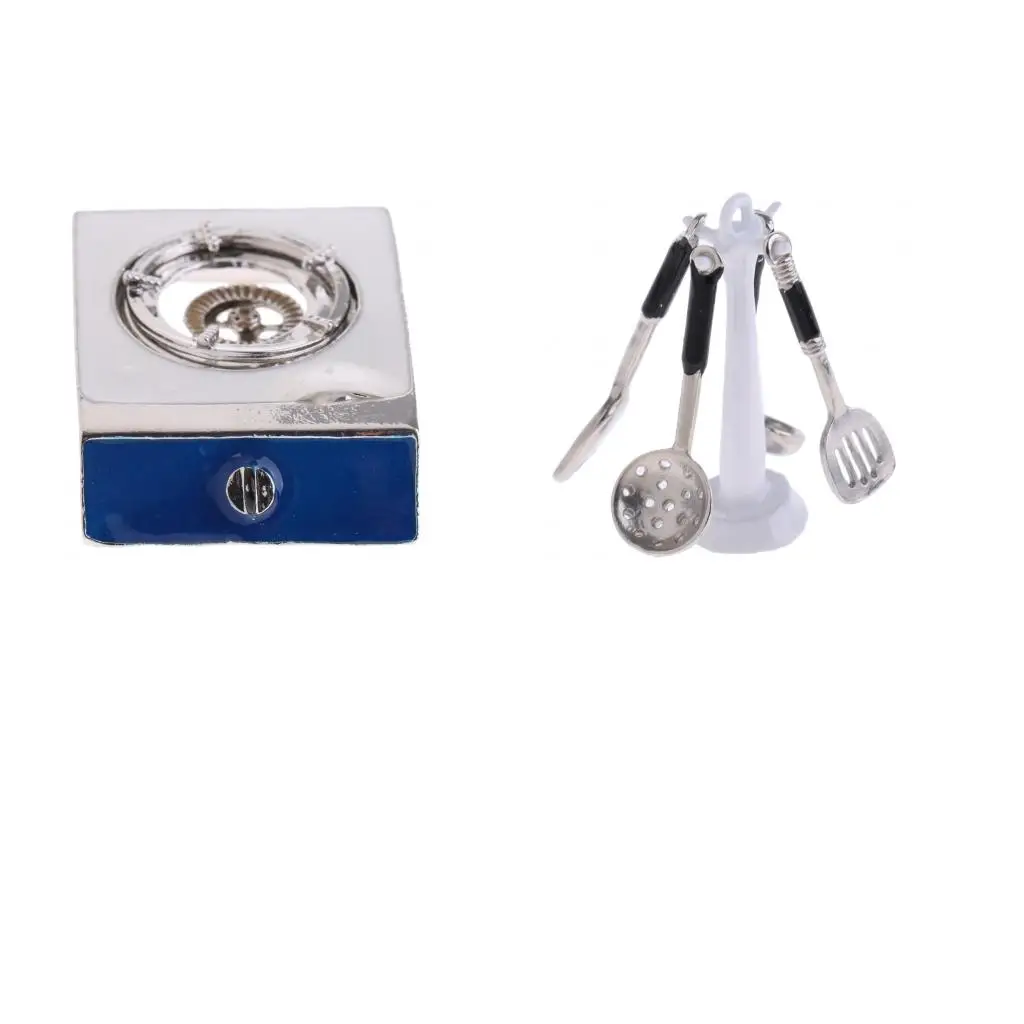 Dollhouse Miniature Silver Gas Stove Kitchen Cooking Tool Accessories 1//12th