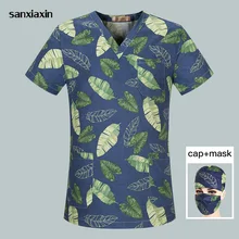 Unisex pet Hospital Nurse doctor Uniform Dentistry scrubs medical uniform top+cap+mask set women beauty and health work clothes