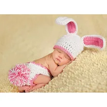 Free Shipping Newborn Costume Baby Hat Short Set Handmade Knit Crochet Photography Props Cute Rabbit Baby Hat and Shorts MH031 newborn photography props baby photo props crochet knitting baby bunny hat rabbit hats and diaper beanies and pants costumes set