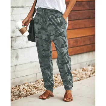 

Women Camouflage Printed Trousers 2019 Spring High Quality Casual Pants Sexy Slim Drawstring Pants Ladies Sweatpants