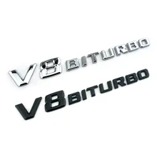 3D ABS Car Sticker V8 BITURBO Logo Emblem Badge Auto Rear Side Car-styling Sticker for Benz BMW VW Hyundai Mazda Chevrolet Skoda