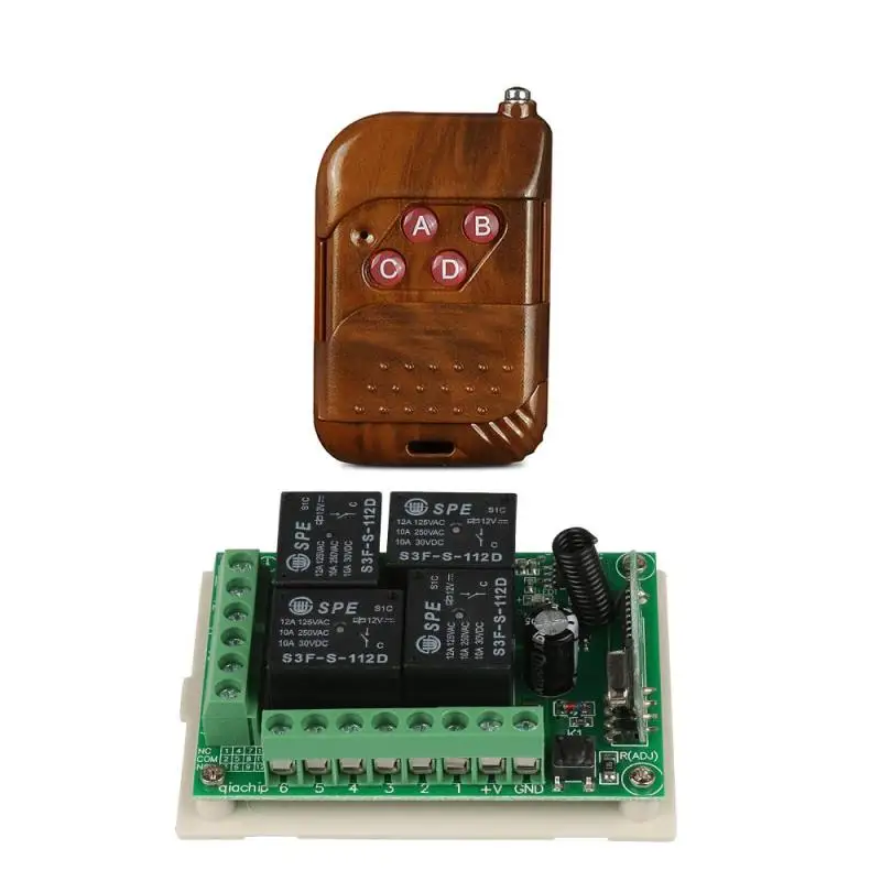 

433 Mhz RF Universal Wireless Remote Control light switches DC 12V 4CH Relay Receiver Module 4 buttons Mhz Transmitter Kit Z3