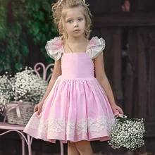 Children Clothes 2019 Summer Girls Dress Knee Length Plaid Pleated Dress Lace-up Backless Ball Gown Party Dress Girl Kids Green Children Clothes 2019 Summer Girls Dress Knee Length Plaid Pleated Dress Lace-up Backless Ball Gown Party Dress Girl Kids Green