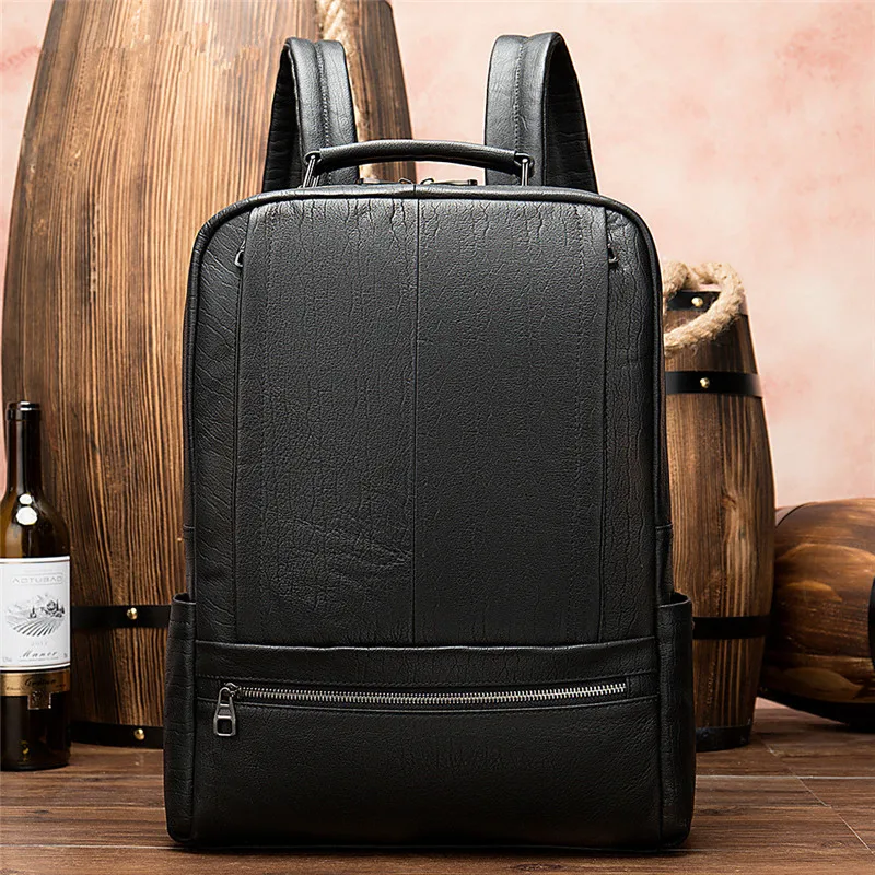 PNDME casual simple high quality genuine leather men's women's backpack travel cowhide black large capacity 15 inch laptop bag PNDME casual simple high quality genuine leather men's women's backpack travel cowhide black large capacity 15 inch laptop bag