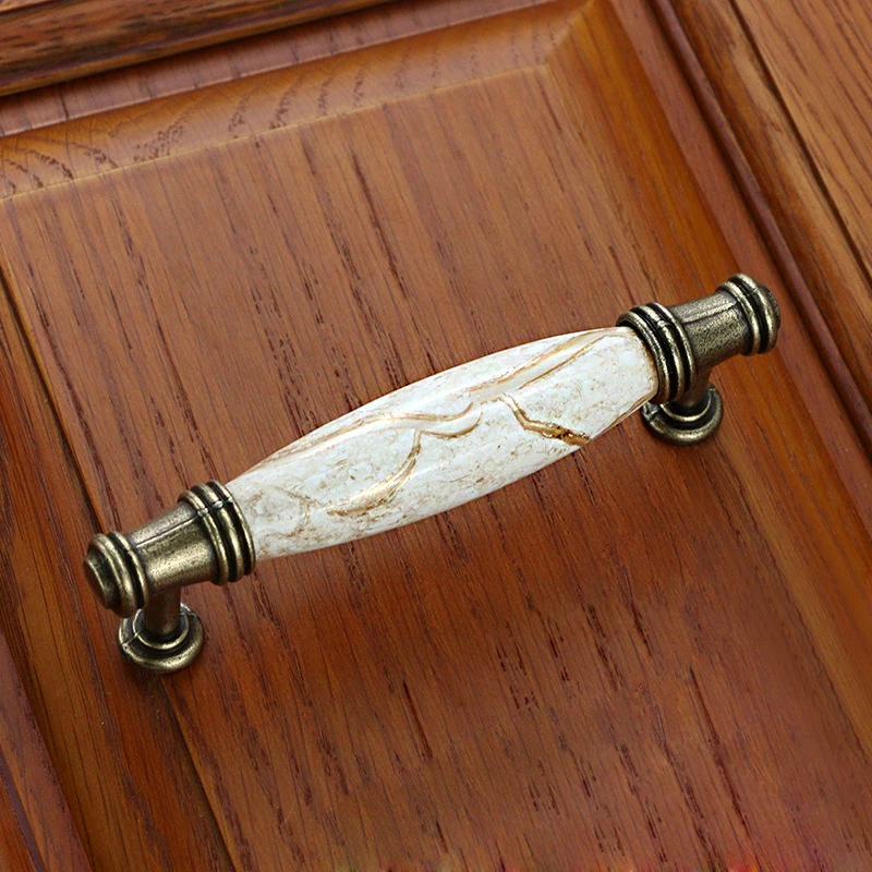 4 Types Gourd Crack White Red Ceramic Cabinet Door Handles For