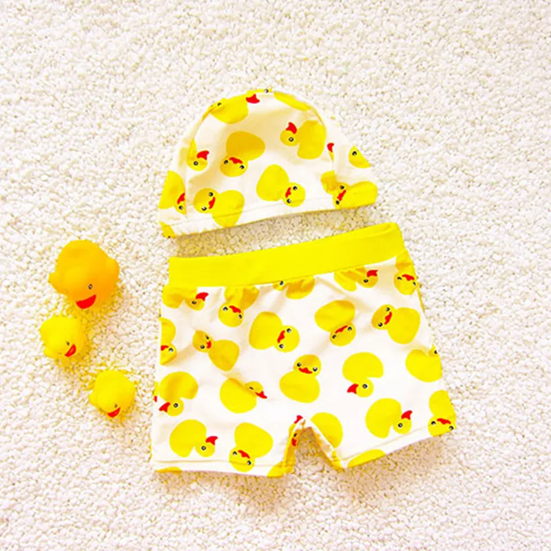 

Boy's Swimsuit New baby duck style swimming trousers for boys with matching hat Beach wear Free Shipping