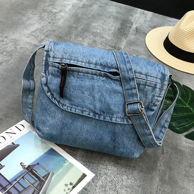 

JIULINFashion Vintage Jeans Flap Simple Denim lady bag Handbag Crossbody Messenger purse Shoulder Bag carteira bolsa feminina