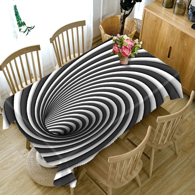

Fashion White black 3D Tablecloth High Quality morden Table Cloth for Restaurant home Free Shipping