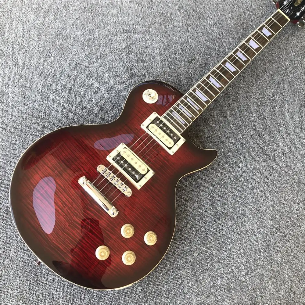 

Grote Wine red Flame Maple top Electric Guitar 2019 New Solid Mahogany Standard Guitarra Free shipping