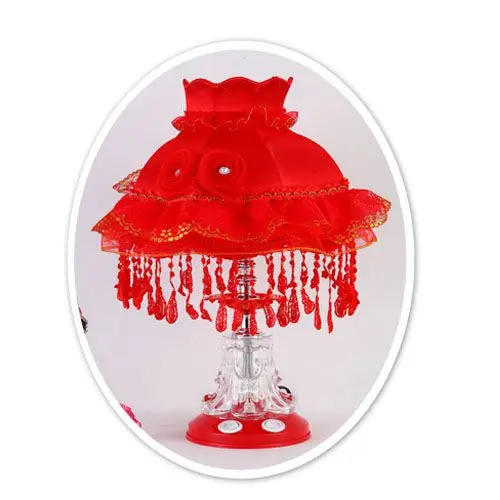 Современная Европейская кружевная настольная лампа принцессы, настольная лампа с стеклянной основой, настольная лампа из розовой ткани, абажур, свадебная настольная лампа - Цвет корпуса: A-Red