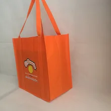 1000 шт./лот рекламные 100g толстый спальный мешок многоразовые оранжевый Бакалея Non сплетенная хозяйственная сумка с длинной ручкой для обуви Костюмы магазин