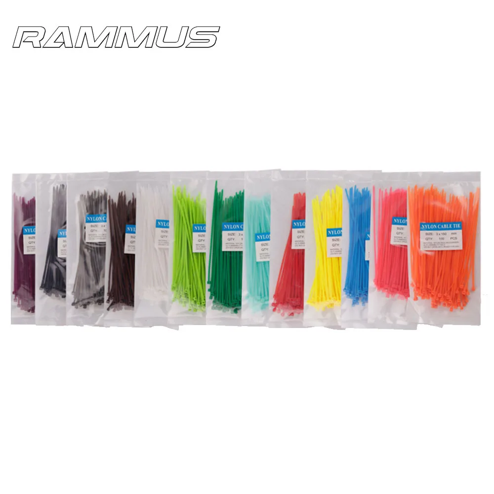 

100Pcs/pack Colorful Plastic Nylon Cable Ties Wire Zip Tie Factory Standard Self-locking Household Electrcian Organizer Kit