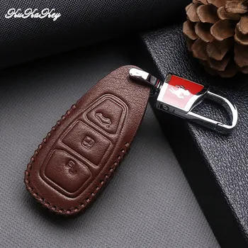 

For Ford Focus 2 3 Fiesta Transit Ecosport Mondeo Kuga S-MAX EDGE Leather Car Key Case Cover Bag Key rings Chain Holder Fob