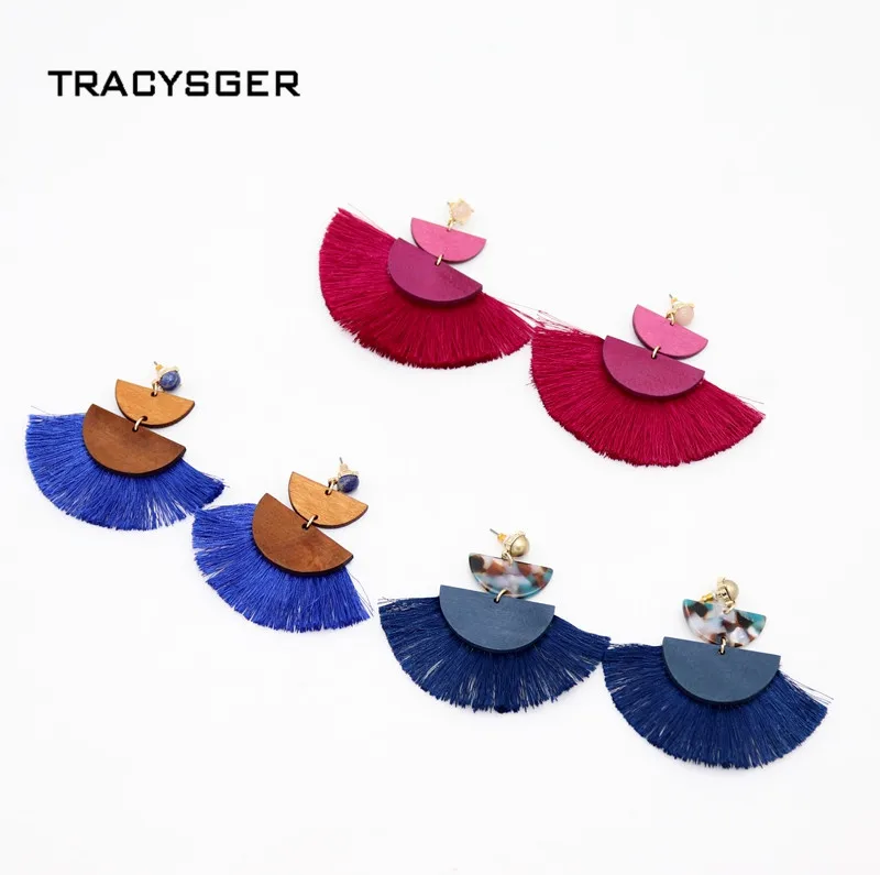 

AE-ER84158 /TRACYSGER/ wood semicircle sticky personality earrings