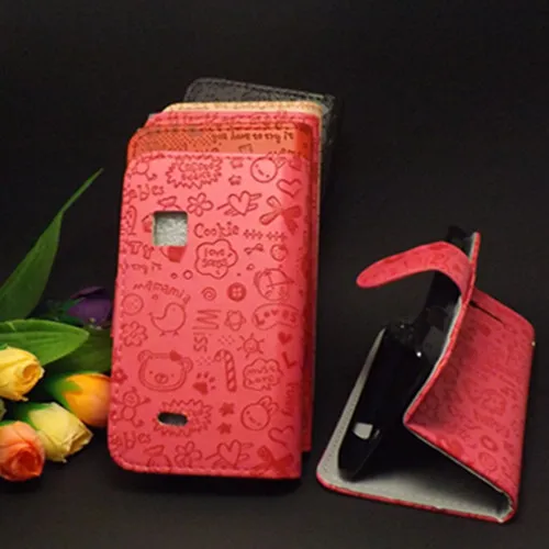Кожаный чехол-подставка Magic Girl с отделением для карт Samsung Galaxy Fit S5670 бесплатная