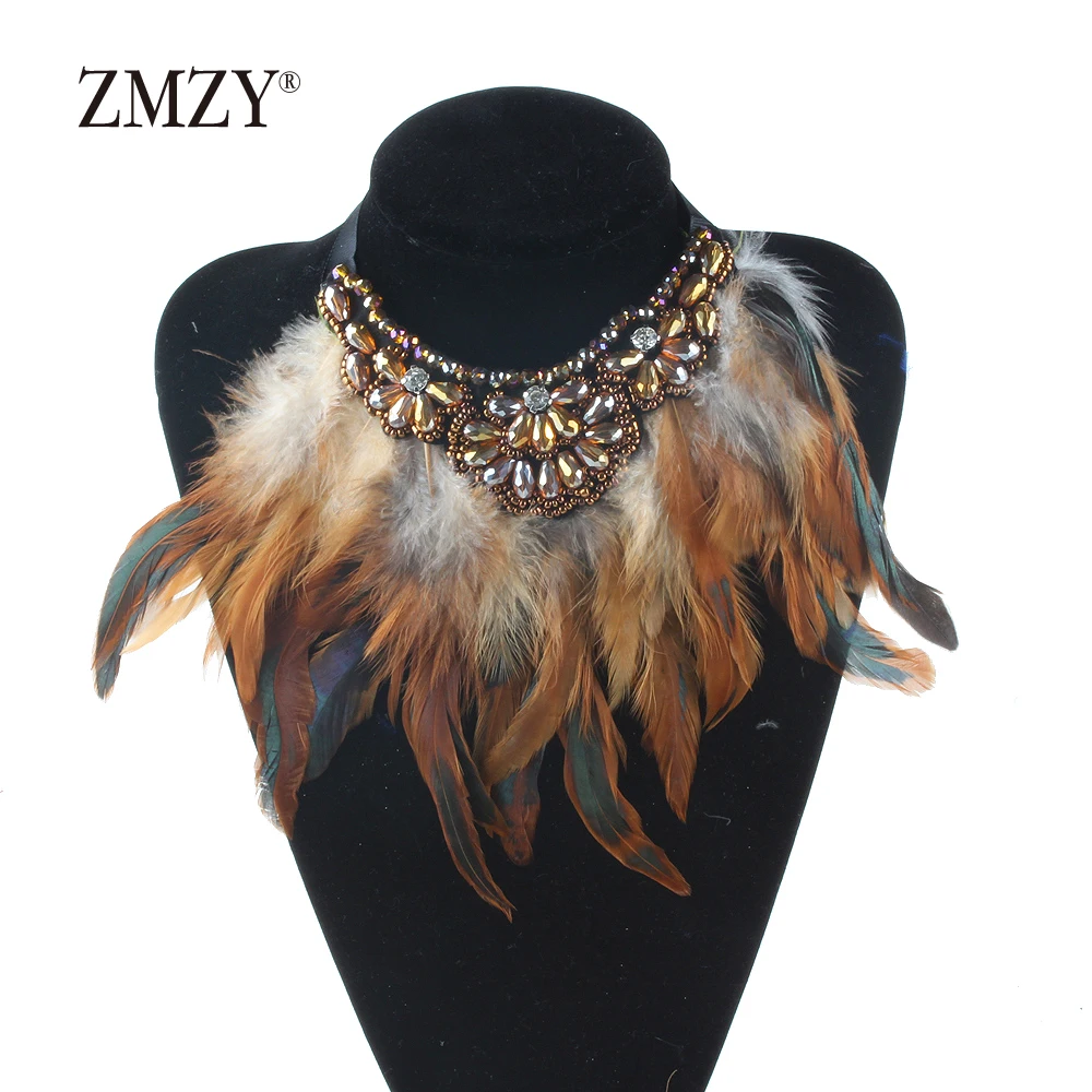 

ZMZY Multi-Layers Feather Choker Necklace Fashion Jewelry for Women Collares Vintage Brand Statement Necklace Bib Collier Femme