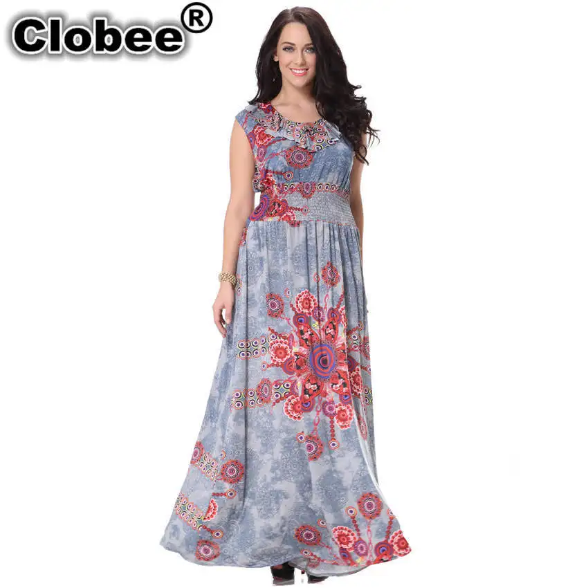 

Party robe femme ete 2019 Autumn Women Dress Sleeveless Big Size ukraine 7XL Print Elegant Party Dress vestidos de festa Tunic
