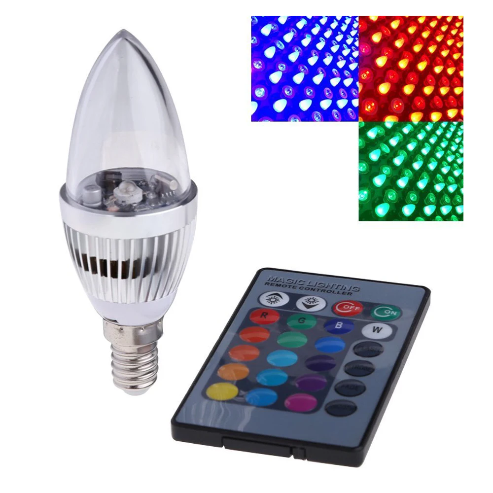 

E14 LED Bulb Lights 3W RGB Remote Controlled Light 16 Color Change LED Light Bulb for stages pubs bars KTV parties