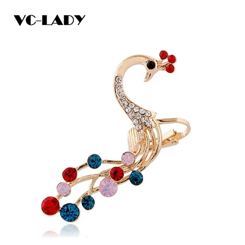 

VC-LADY Peacock Ear cuff Clip on Earrings One Piece Exaggerated Earring Cuffs For Women and Men Punk Gothic Jewelry 5d0